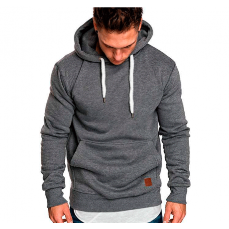 Fashion Men Outdoor Sports Sweater Casual Solid Color Hooded Top Velvet Sweater Coat